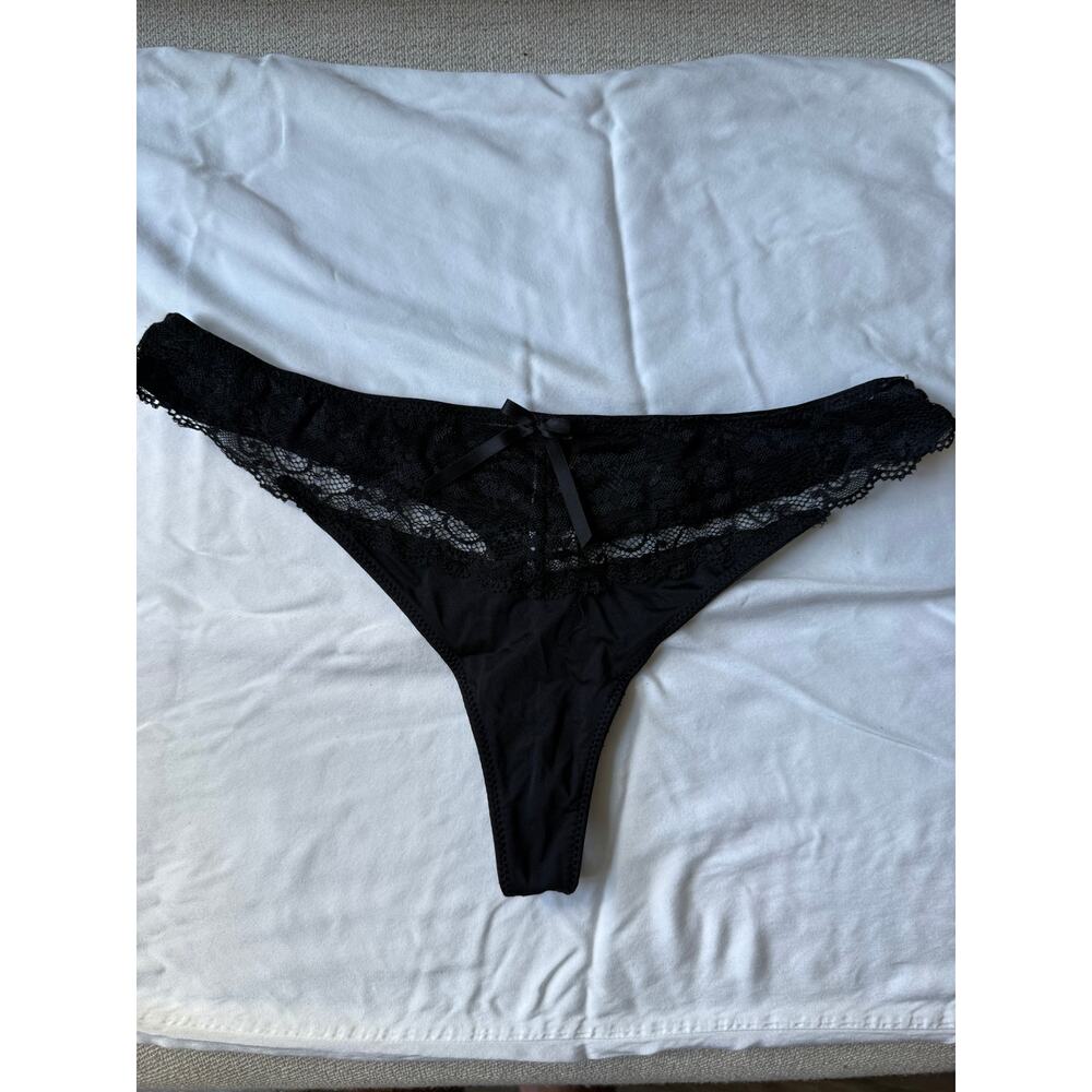 NWOT Mariemeili Black Lace Thong Panty – Size L